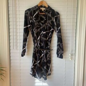 MICHAEL kors long sleeve‎ collard dress black & white XS excellent condi…